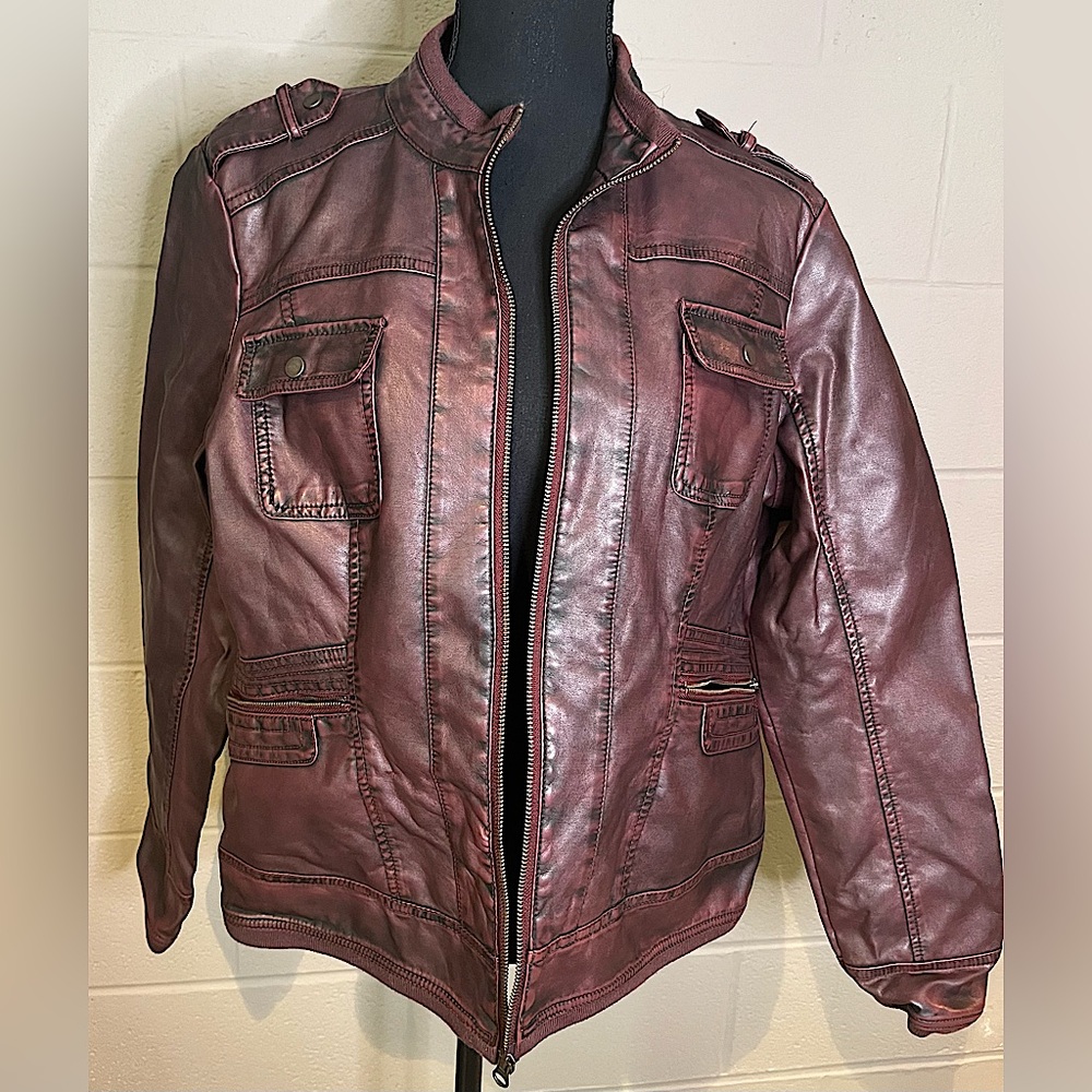 Burgundy pleather jacket